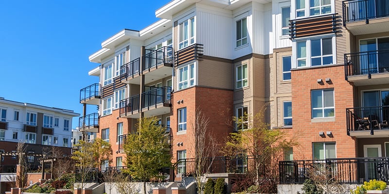 Architectural details of modern apartment building.